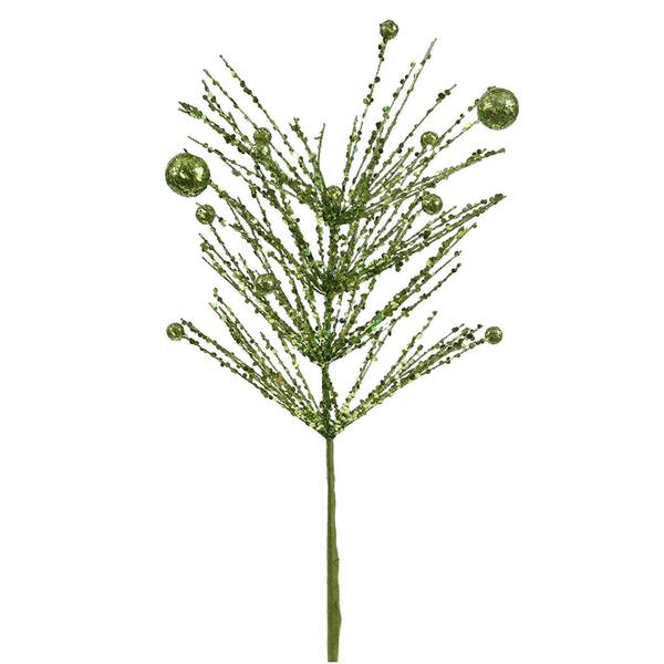 14" Light Green Sequin Glitter Berry Spray