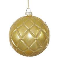 Vickerman 4" Gold Candy Glitter Net Ball Ornament (6 pack)