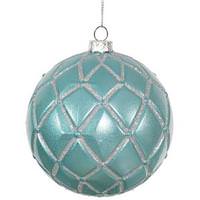 Vickerman 4" Teal Candy Glitter Net Ball Ornament (6 pack)