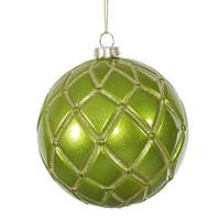 Vickerman 4" Lime Candy Glitter Net Ball Ornament (6 pack)