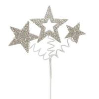 Vickerman 10" White Glitter Star Spray