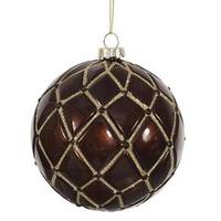 Vickerman 4" Chocolate Candy Glitter Net Ball Ornaments (6 pack)