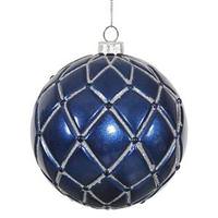 Vickerman 4" Sea Blue Candy Glitter Net Ball Ornament (6 pack)