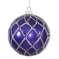 Vickerman 4" Plum Candy Glitter Net Ball Ornament (6 pack)