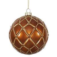Vickerman 4" Copper Candy Glitter Net Ball Ornament (6 pack)