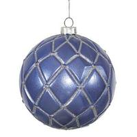 Vickerman 4" Periwinkle Candy Glitter Net Ball Ornament (6 pack)