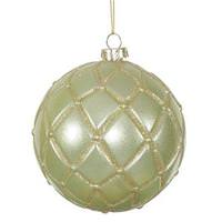 Vickerman 4" Celadon Candy Glitter Net Ball Ornament (6 pack)