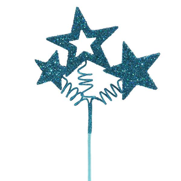 10" Turquoise Glitter Star Spray