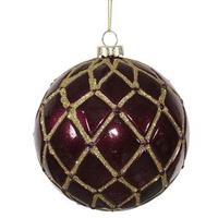 Vickerman 4" Eggplant Candy Glitter Net Ball Ornaments (6 pack)