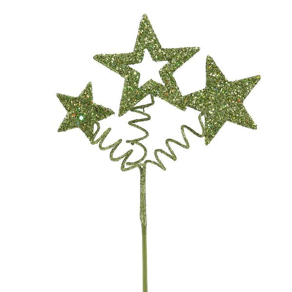 10" Light Green Glitter Star Spray