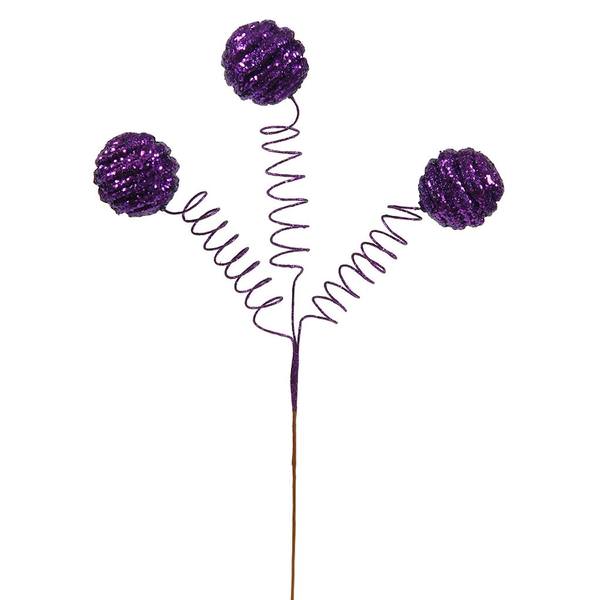 15" Purple Glitter Spiral Ball Spray