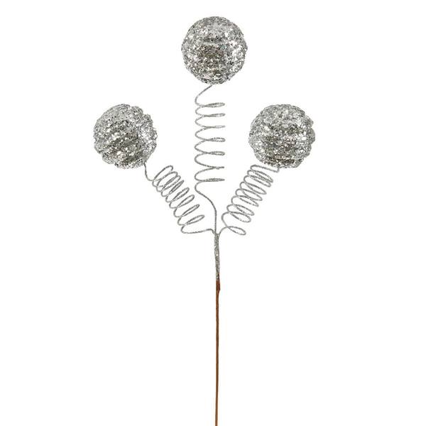 15" Silver Glitter Spiral Ball Spray