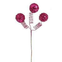 Vickerman 15" Cerise Glitter Spiral Ball Spray