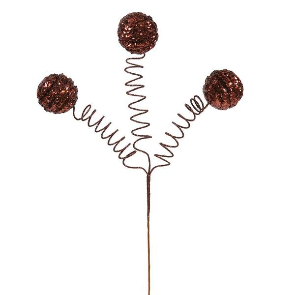 15" Chocolate Glitter Spiral Ball Spray