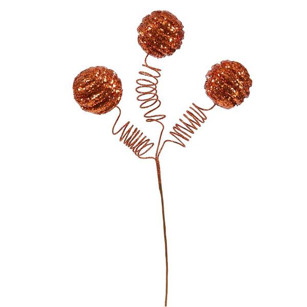 15" Copper Glitter Spiral Ball Spray