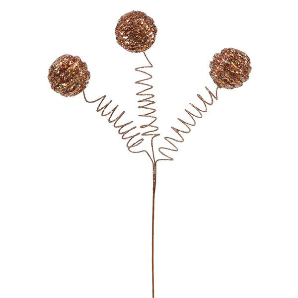 15" Antique Gold Glitter Spiral Ball Spray