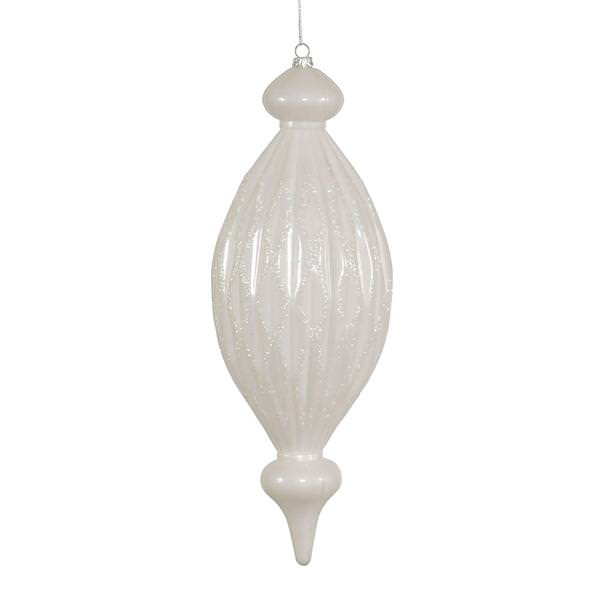 12" White Candy Glitter Diamond Finial Ornament