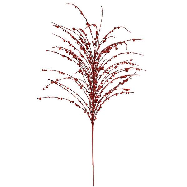 28" Red Glitter Berry Spray