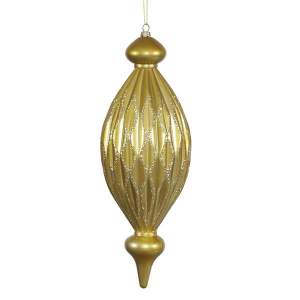 12" Gold Candy Glitter Diamond Finial Ornament