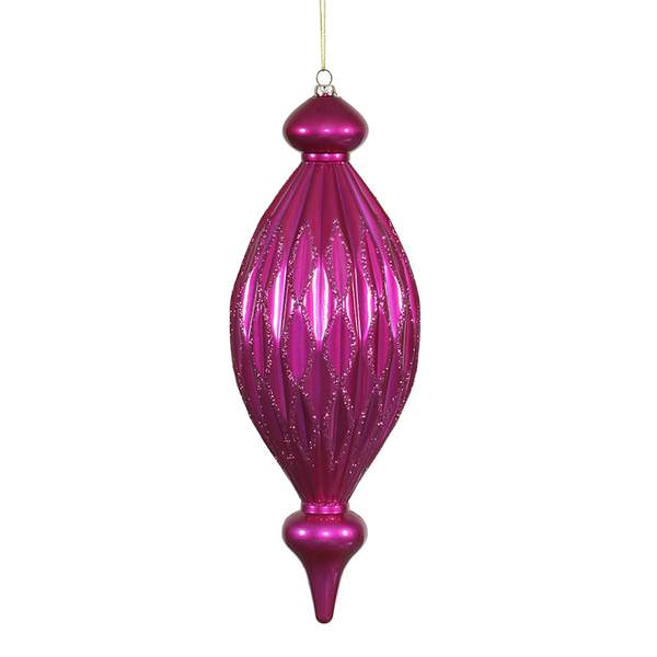 12" Cerise Candy Glitter Diamond Finial Ornament