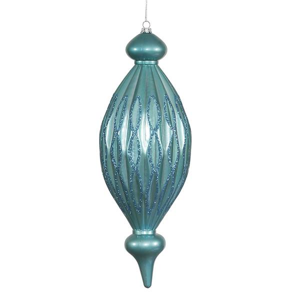 12" Teal Candy Glitter Diamond Finial Ornament