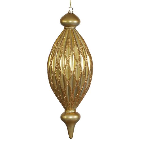 12" Antique Gold Candy Glitter Diamond Finial Ornament