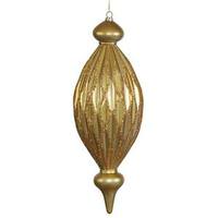 Vickerman 12" Antique Gold Candy Glitter Diamond Finial Ornament