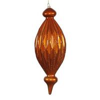 Vickerman 12" Burnished Orange Candy Glitter Diamond Finial Ornament