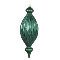 Vickerman 12" Candy Apple Emerald Green W/Teal Green Glitter Diamond Finial Ornament