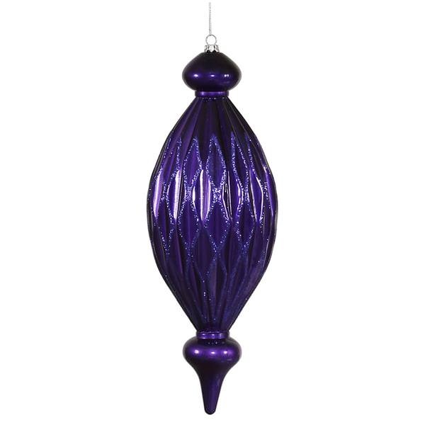 12" Plum Candy Glitter Diamond Finial Ornament