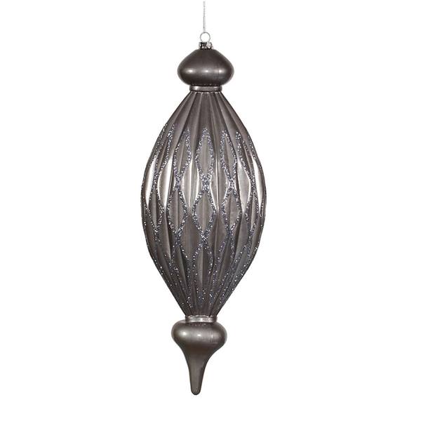 12" Pewter Candy Glitter Diamond Finial Ornament