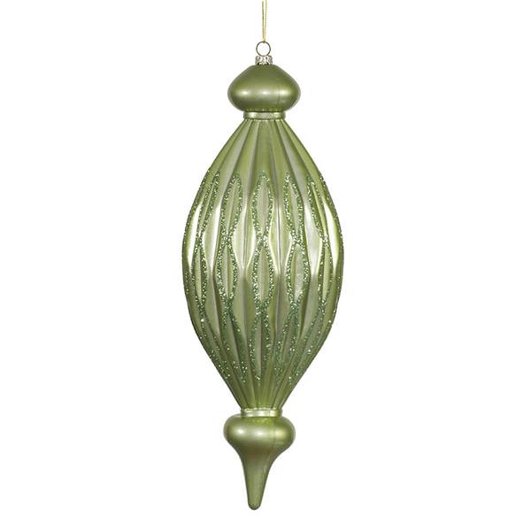 12" Celadon Candy Glitter Diamond Finial Ornament