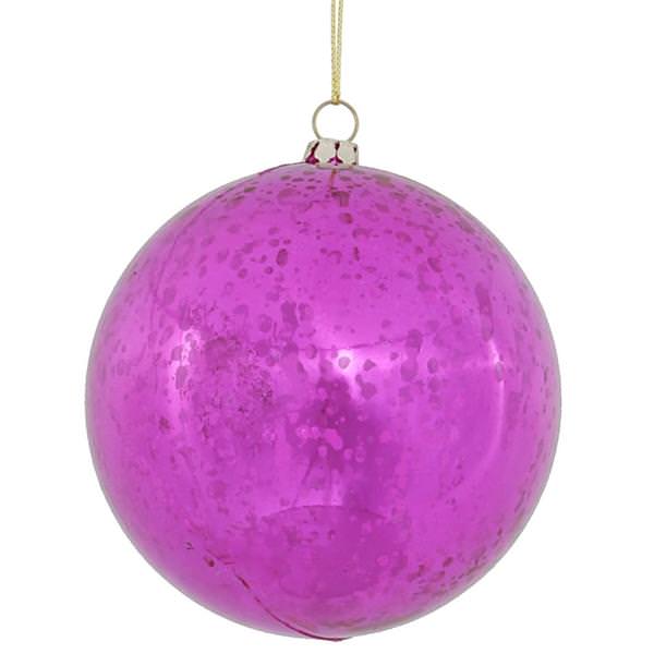 4" Cerise Shiny Mercury Ball Ornament (6 pack)