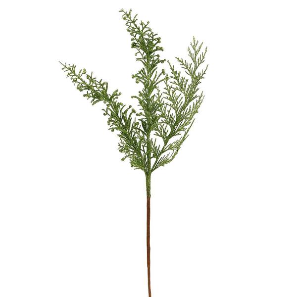 18" Artificial Light Green Glitter Cedar Pine Spray