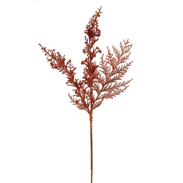 18" Copper Glitter Cedar Pine Spray