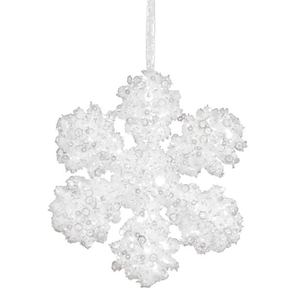 6" White Glitter Snowflake Ornament