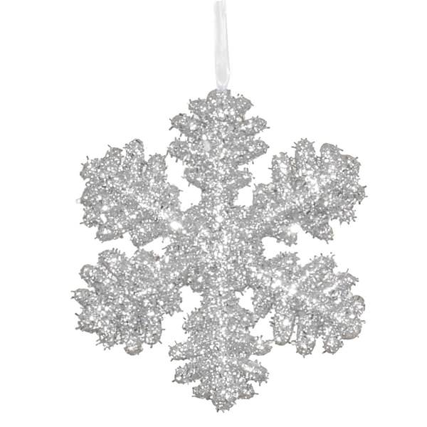 6" Silver Glitter Snowflake Ornament