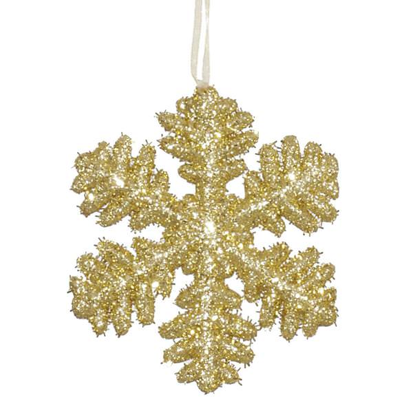 6" Gold Glitter Snowflake Ornament