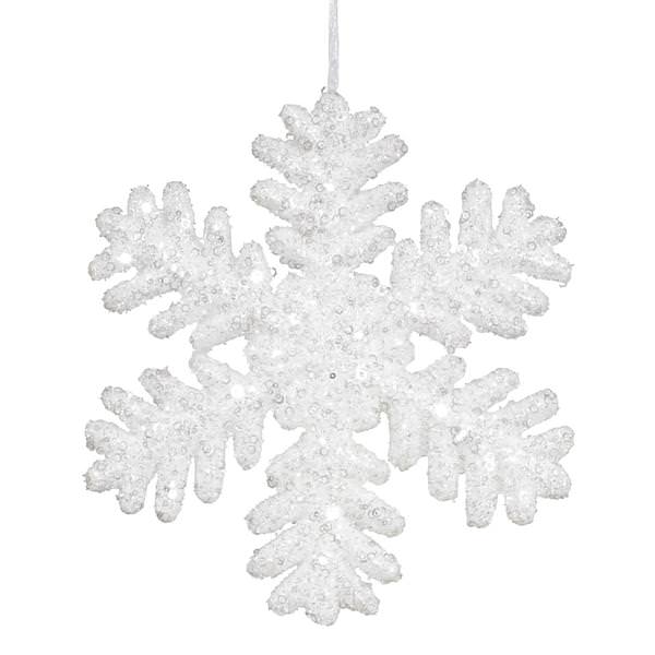 13.75" White Glitter Snowflake Ornament