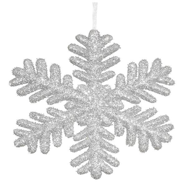 13.75" Silver Glitter Snowflake Ornament