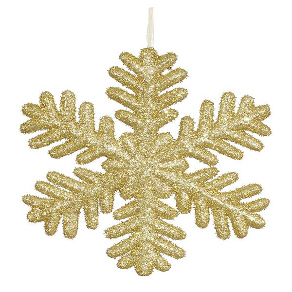 13.75" Gold Glitter Snowflake Ornament