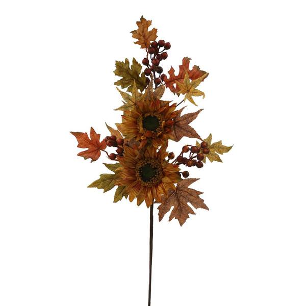 32" Artificial Gold Fall Sunflower Berry Branch