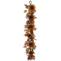 Vickerman 5' Artificial Fall Sunflower Berry Garland