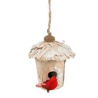 Vickerman 4" Snow Birch Bird House Ornament