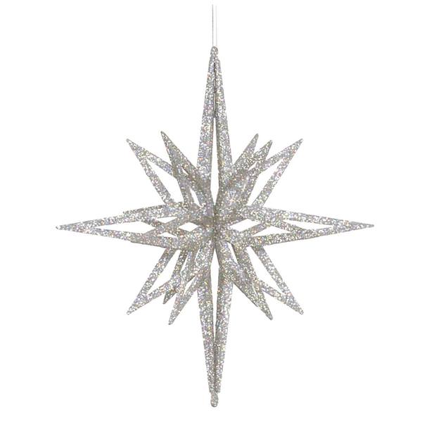 12" Silver 3D Glitter Star Ornament
