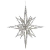 View 12" Silver 3D Glitter Star Ornament