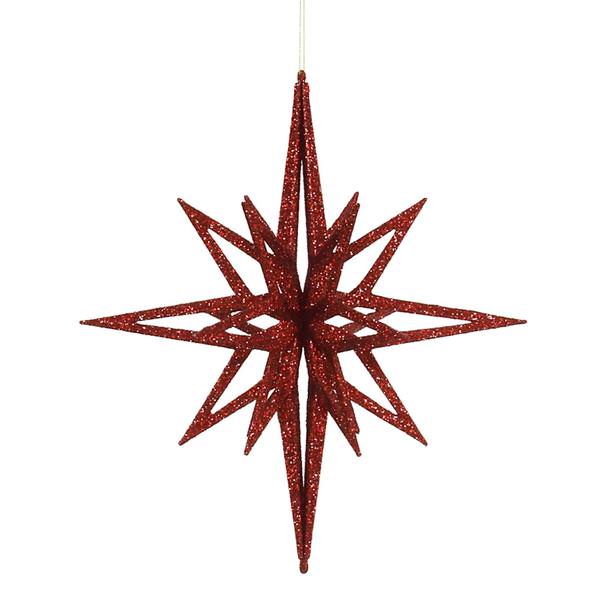 16" Red 3D Glitter Star Ornament