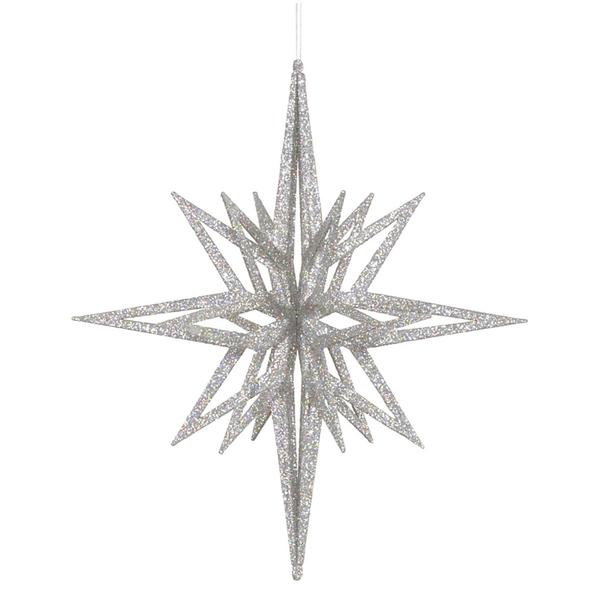 16" Silver 3D Glitter Star Ornament
