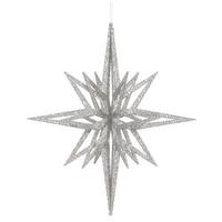 View 16" Silver 3D Glitter Star Ornament