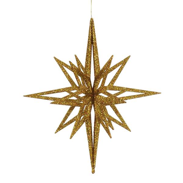 16" Gold 3D Glitter Star Ornament